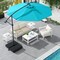 10 Ft Beige Steel Offset Cantilever Patio Umbrella with 40 Solar Powered LED Lights and Adjustable